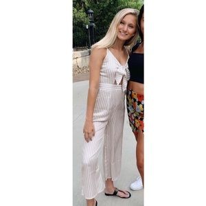 Striped Jumpsuit with Tie Front